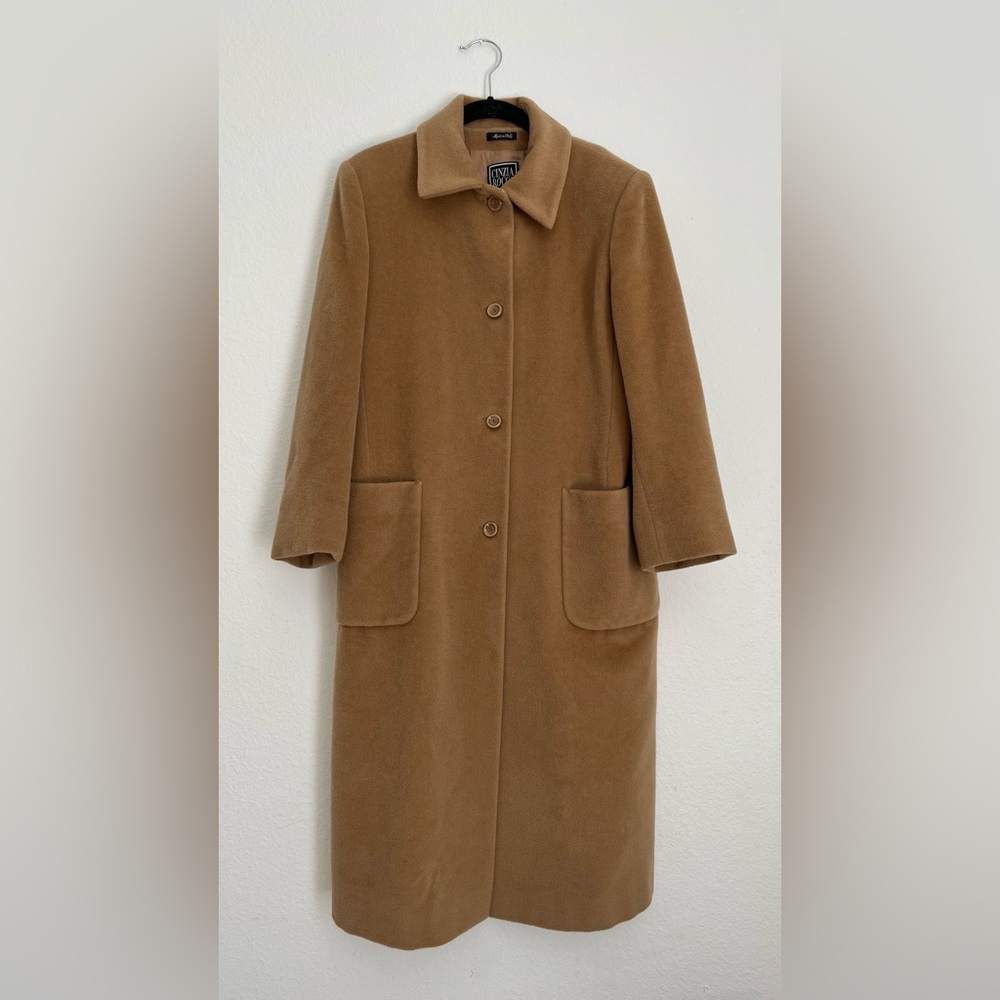 Vintage Cinzia Rocca Long Wool Pea Coat in Camel Color